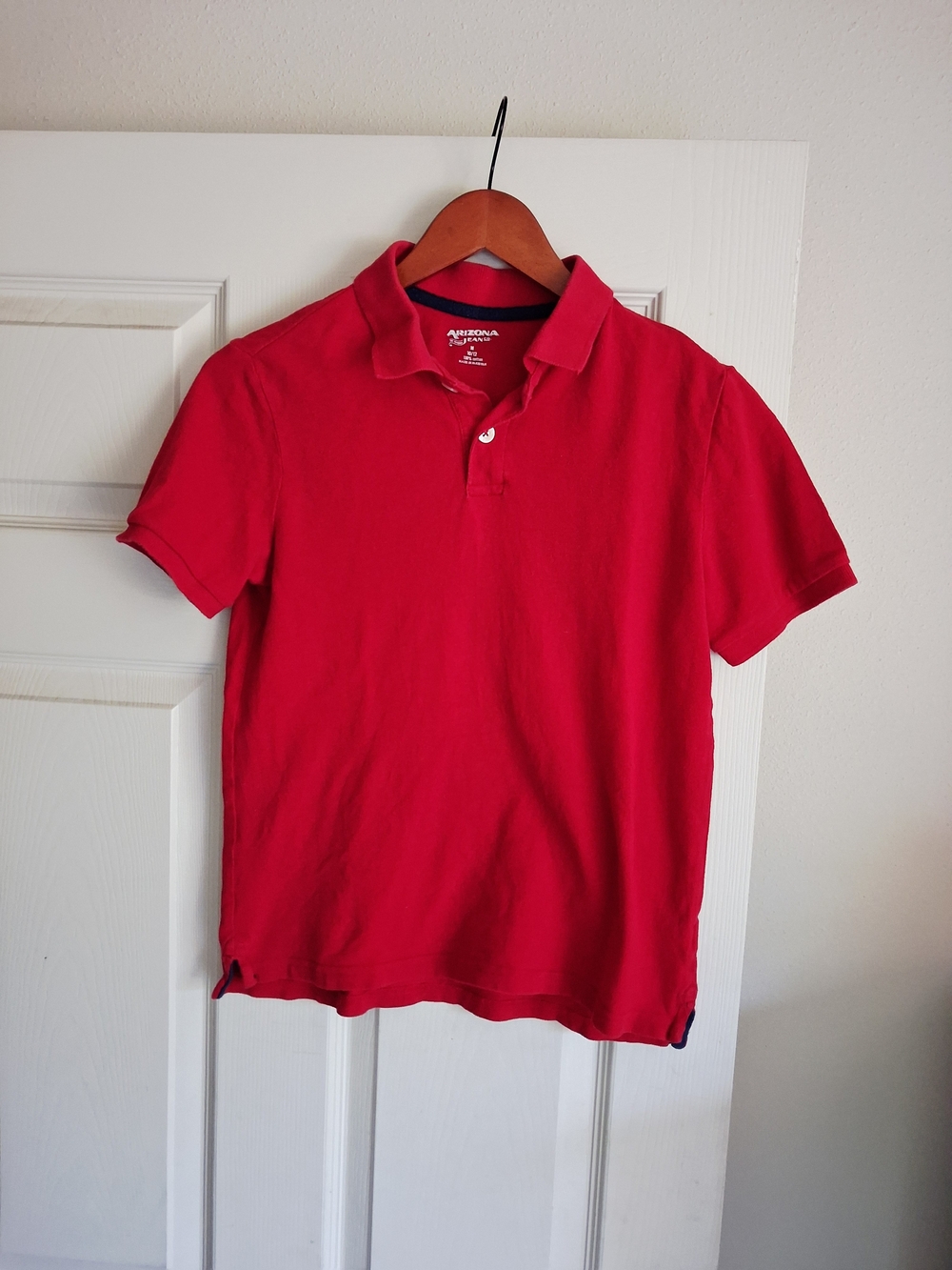 3/$15 Arizona Jean Company M 10/12 Boys Red Short-Sleeve Polo Good Condition